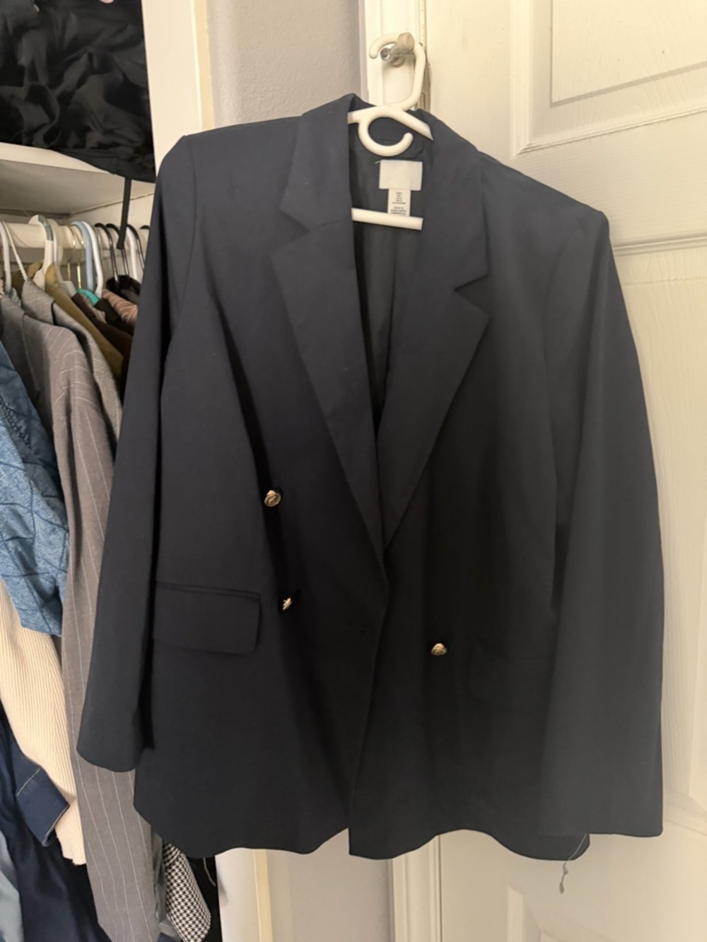 H&M Navy Double-Breasted Blazer with Gold Buttons